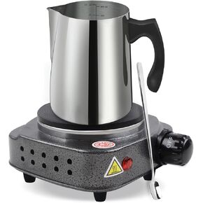 BBAXI Candle Making Pouring Pot with Electric Hot Plate for Melting Wax, Candle Wax Melting Pot with Heat-Resistant Handle and Long Stain Spoon, Candle Making Kit for Adults Beginners
