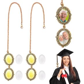 2PCS Graduation Cap Charm with Memorial Photo Sublimation Graduation Tassel 2023 College Gifts Graduation Cap Decorations Class of 2023 Graduation Charms for The Cap, Sliver