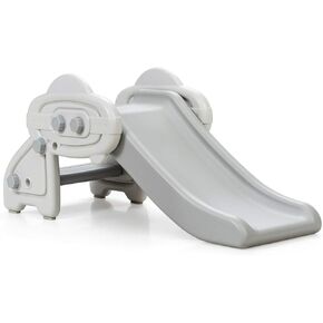 BABY JOY Kids Slide، مجموعة شرائح تسلق صغيرة مستقلة للأطفال مصنوعة من مادة HDPE/وسادات قدم مضادة للانزلاق/دواسات واسعة غير قابلة للانزلاق للاستخدام الداخلي والخارجي (رمادي)