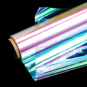 shareluck 70ft x 17 in Iridescent Cellophane Wrap roll for Gift Baskets, Thicken Iridescent Cello Wrap for Christmas for Bags, DIY Craft