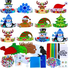 Winlyn 24 مجموعات عيد الميلاد الحرفية مجموعات الشتاء الحرف اليدوية DIY عيد الميلاد عصابات رأس الحرفية مجموعات ندفة الثلج شجرة عيد الميلاد رغوة ملصقات الفنون والحرف اليدوية للأطفال عطلة المنزل الفصول الدراسية الأنشطة الفنية حزب تفضل