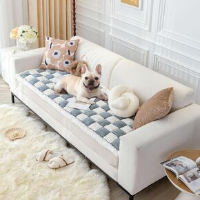 OTOB Sofa Cover Dog Couch Cover Protector, Non Slip Couch Cover for Dogs, Washable Fuzzy Pet Bed Couch Cover Sofa Protector, Boho Pet Friendly Sofa Covers for 2-3 Cushion(27.6 x 59inch, Gray)