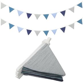 Oudain 17 ft Pennant Banner Flags, 2 Pcs Nursery Garland Triangle Bunting Flag Baby Banner for Nursery Decor Baby Birthday Boho Wedding Shower Party Event, Each 8.5 ft(Retro Color)