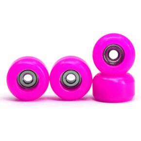 Teak Tuning CNC Polyurethane Fingerboard Bearing Wheels, Pink - Set of 4 Wheels - Durable Material with a Hard Durometer
