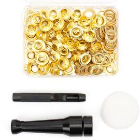 ZONGLAN Grommet Tool Kit, 50 Sets 3/8 Inch Heavy Duty Rustproof Brass Eyelets Kit with Setting Tool and Storage for Fabric Leather Curtains