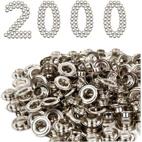 Grommet Kit 2000 Sets, Grommets Eyelets 6mm/10mm/12mm Sewing Eyelets Metal Grommet Kits Metal Eyelets Kits Grommets Eyelets for Repairing Canvas, Leather, Curtains (10mm)