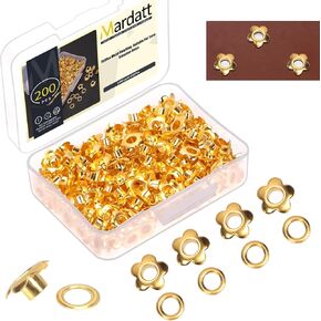 200Pcs 3/16 Inch Flower Eyelet Grommets, Metal Grommets Eyelets Flowers Grommets Scrapbooking Eyelets for Fabric Clothing Shoes Leather Crafts (Bronze)