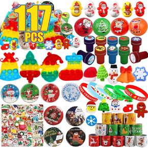 117 Pcs Party Favors for Kids, Classroom Christmas Gifts for Kids Students, Christmas Stocking Stuffers Goodie Bag Stuffers Pinata Bulk Toys, Treasure Box Toys for Classroom Prizes