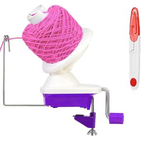 Yarn Winder, Hand Operated Purple Yarn Ball Winder for Crocheting, The Helper for Yarn Collection Lovers, with 1 Pcs Scissors
