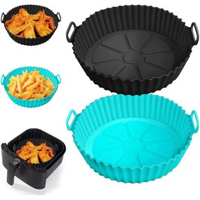 Silicone Air Fryer Liners for Ninja AF101 4QT AF141 5QT AF150 AF161 XL MAX 5.5QT for Ninja Foodi and Most 3-5 Quart Airfryers, Air Fryer Oven Microwave Accessories, Better than Disposable Paper Liner