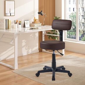VECELO Versatile Drafting Spa Bar Stool with Back Cushion and Wheels, for Teachers, Beauty Salons, Studios, and More - Ergonomic & Adjustable Seating, Black