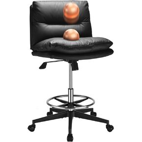 Drafting Chair Tall Office Chair Comfortable - Super Soft Seat Cushion and Larger Size, Standing Desk Chair Adjustable Height, Office Drafting Chairs with Adjustable Footrest Ring, 400LBs (Black)