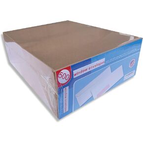 500 - #10 Window Envelopes, 24lb White Wove Paper, Gummed Flap, No Tint, Made in the USA
