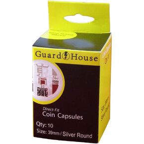 Guardhouse 39mm Direct Fit Coin Capsule for One Ounce Silver and Copper Round, and Other Similar Sized Coins Pack of 10