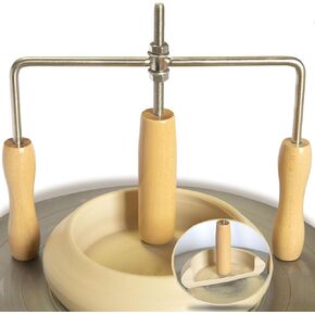 PrudoPex Pot Cup Mouth Opener, Ceramic Pot Cup Opening Tool with Adjustable Bottom Thickness, Flat Bottom Pottery Tool (Wood)