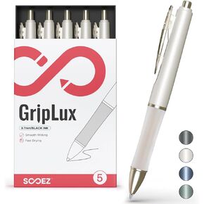 Sooez Griplux Gel Pen, Refillable & Retractable Black Ink Pens, Soft Grip Arthritis Pens for Writing, 0.7mm Fine Point Smooth Writing Pens, Quick Dry Big Pen for Journaling, Blue Barrel