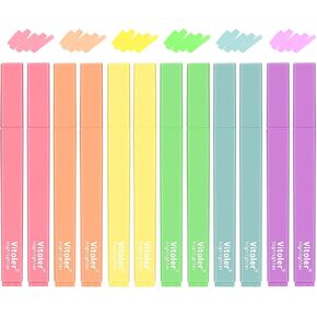 Vitoler 10Pcs Aesthetic Highlighters, Chisel Tip Marker Pens,Assorted Color Candy Highlighters,No Bleed Bible Highlighters,Cute Pastel Highlighters for Journaling Planner Notes School Supplies