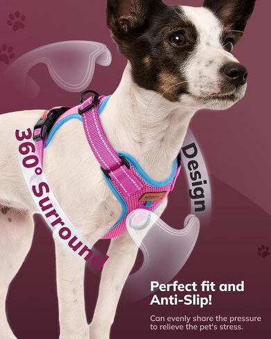 MIDOG No-Pull Dog Harness | Adjustable & Reflective Pet Harness Leash Set for Small Medium Large Dogs Walking, Training| No Choke, Front Clip, Soft Padded Vest with Easy Control Handle - Blue, M in Kuwait