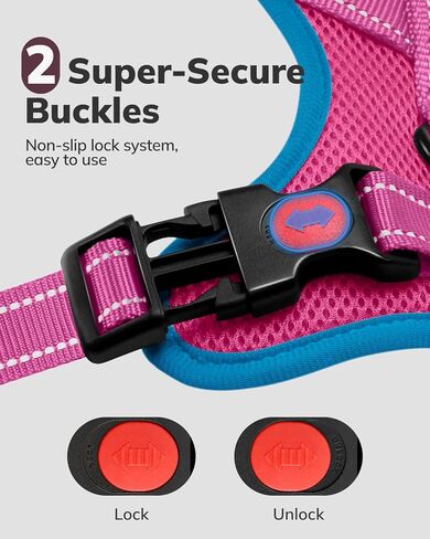 MIDOG No-Pull Dog Harness | Adjustable & Reflective Pet Harness Leash Set for Small Medium Large Dogs Walking, Training| No Choke, Front Clip, Soft Padded Vest with Easy Control Handle - Blue, M in Kuwait