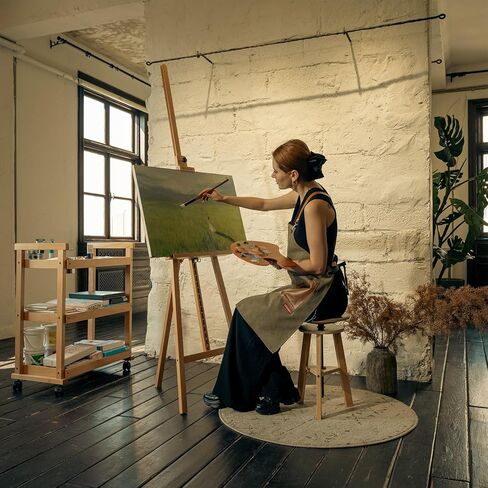 MEEDEN Easel Stand for Painting, Wooden Easel, Art Easel, Solid Beech Wood Easel, Painting Easel for Adults, Adjustable Easel from 57-76" and Working Angles, Hold Canvas up to 43'', Natural in Kuwait