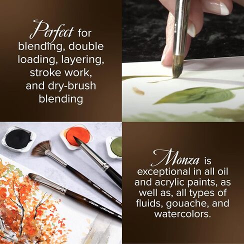 Silver Brush Limited Monza Short Round Oil and Acrylic Paintbrush, Size 8 in Kuwait