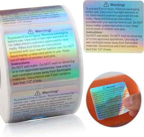 MILIVIXAY 600 Pieces Wax Melt Warning Labels Candle Warning Labels Candle Warning Stickers for Clamshell, 1.8 x 1.5 inches in Kuwait