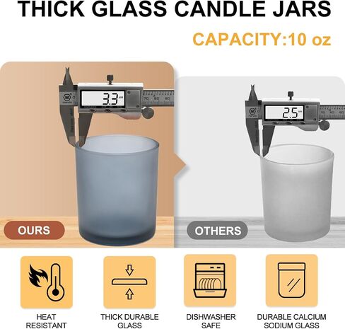 SHOWIN 10 OZ Thick Candle Jars for Making Candles 15 Pcs, Empty Jars with Wood Lids for Candle Making, Sample Container, Frosted Blue in Saudi Arabia