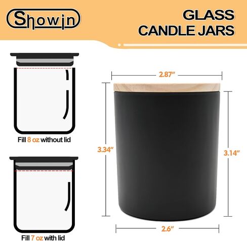 SHOWIN 10 OZ Thick Candle Jars for Making Candles 15 Pcs, Empty Jars with Wood Lids for Candle Making, Sample Container, Frosted Blue in Saudi Arabia