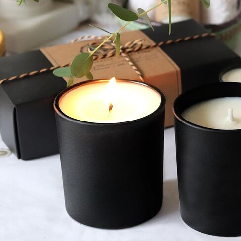 SHOWIN 10 OZ Thick Candle Jars for Making Candles 15 Pcs, Empty Jars with Wood Lids for Candle Making, Sample Container, Frosted Blue in Saudi Arabia