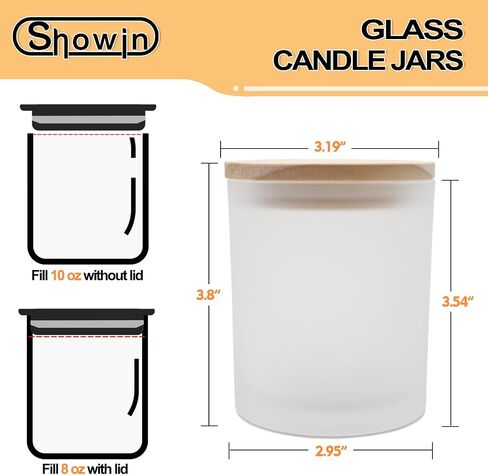 SHOWIN 10 OZ Thick Candle Jars for Making Candles 15 Pcs, Empty Jars with Wood Lids for Candle Making, Sample Container, Frosted Blue in Saudi Arabia