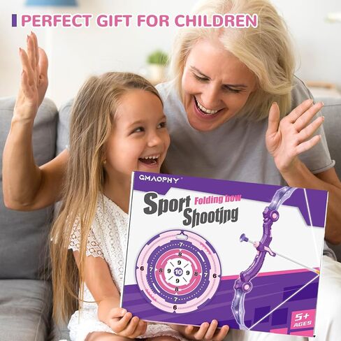 Bow and Arrow Toys with LED Light Up Archery, Birthday Gift for Girls 5 6 7 8 9 10 11 12 Year Old, Christmas Indoor Outdoor Activity Toy for Kids Girls Ages 6-8, 10 Suction Cup Arrows, Target, Quiver in Saudi Arabia