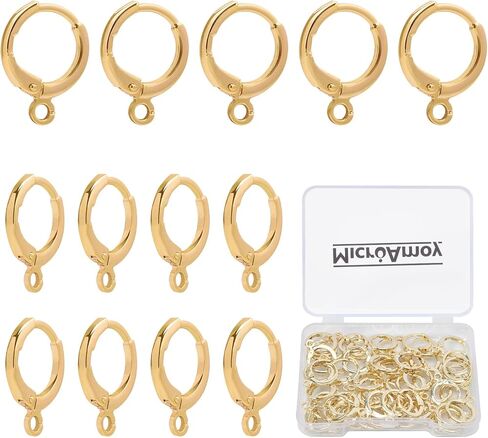 60pcs 14K Gold Filled Hoop Huggie Earring Hooks,Hypoallergenic Dangle Tarnish Resistant Gold Lever Back Earring Hooks Earwire for Jewelry Making Supplies (Gold) in Kuwait