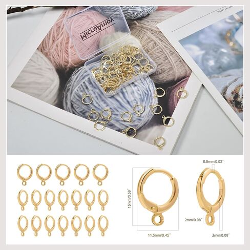 60pcs 14K Gold Filled Hoop Huggie Earring Hooks,Hypoallergenic Dangle Tarnish Resistant Gold Lever Back Earring Hooks Earwire for Jewelry Making Supplies (Gold) in Kuwait