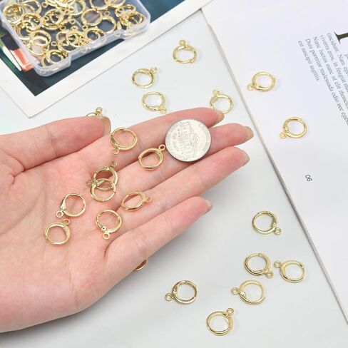 60pcs 14K Gold Filled Hoop Huggie Earring Hooks,Hypoallergenic Dangle Tarnish Resistant Gold Lever Back Earring Hooks Earwire for Jewelry Making Supplies (Gold) in Kuwait