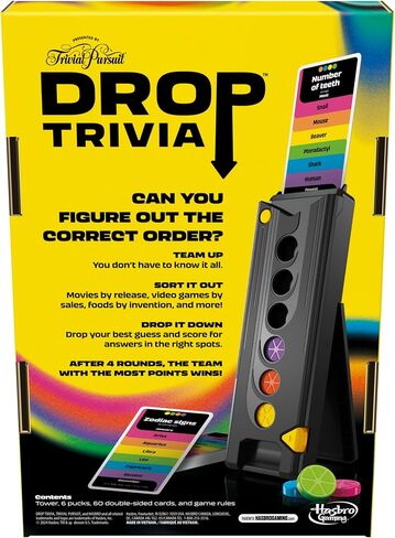 Drop Trivia Game | Electronic Party Game with Voice and Sounds | Ages 13+ | 2 or More Players | 15 Mins. | from Trivial Pursuit | Party Board Games in Saudi Arabia