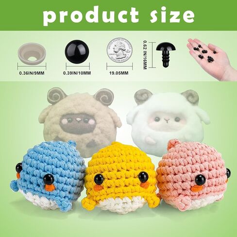 320pcs 10mm Safety Eyes for Amigurumi Black Plastic Crochet Eyes in Saudi Arabia