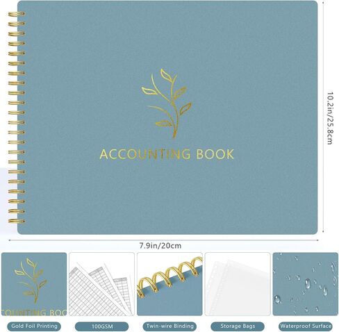 Accounting Ledger Book for Small Business Bookkeeping Personal Use, Horizontal Expense Tracker Notebook for Family Budget, Bookkeeping Record Book Money Expense Income Log Journal, Pastel Blue in Saudi Arabia