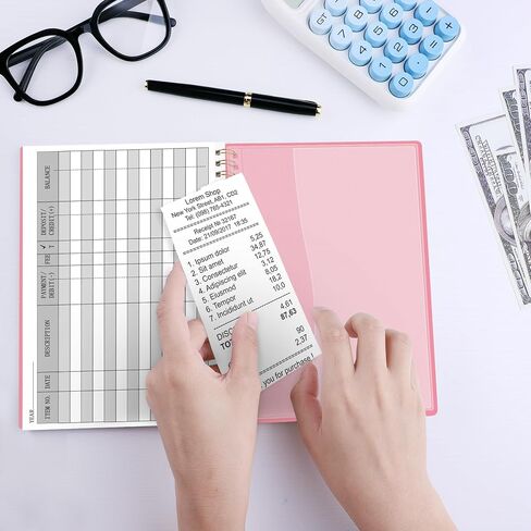 HAUTOCO Check Registers for Personal Checkbook, Transaction Expense Ledger Log Book for Small Business, Checking Account Register Book to Track Payments, Deposits, Finances, 8.4 x 6.2'', Pink in Kuwait