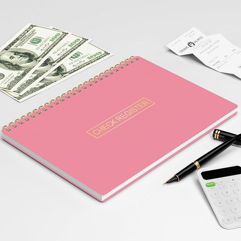 HAUTOCO Check Registers for Personal Checkbook, Transaction Expense Ledger Log Book for Small Business, Checking Account Register Book to Track Payments, Deposits, Finances, 8.4 x 6.2'', Pink in Kuwait