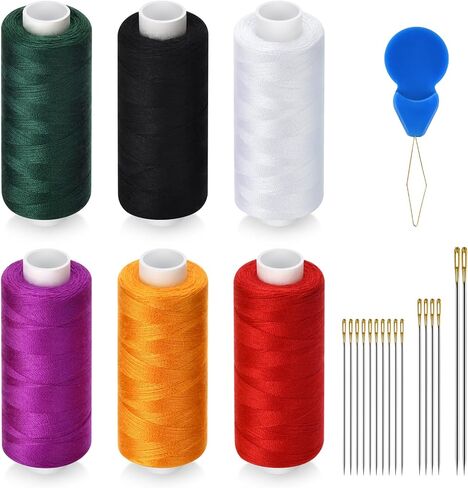 6 Pcs Sewing Thread Kit, 400 Yards Each Spool 402 Polyester Thread with Sewing Needle & Threader, Sewing Threads for Sewing Machine, Hand Stitching, Embroidery in Kuwait