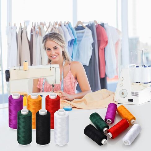 6 Pcs Sewing Thread Kit, 400 Yards Each Spool 402 Polyester Thread with Sewing Needle & Threader, Sewing Threads for Sewing Machine, Hand Stitching, Embroidery in Kuwait