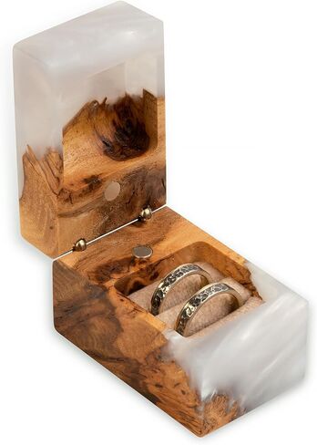 ACCORD - Resin & Wood Engagement Box for luxury rings, Unique Resin ring holder for Proposal, Luxury Wooden Gift Ring Box Display (Aqua Blue Resin, single ring box) in Saudi Arabia