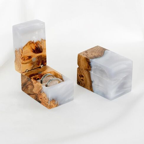 ACCORD - Resin & Wood Engagement Box for luxury rings, Unique Resin ring holder for Proposal, Luxury Wooden Gift Ring Box Display (Aqua Blue Resin, single ring box) in Saudi Arabia