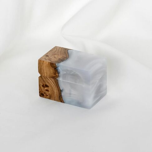 ACCORD - Resin & Wood Engagement Box for luxury rings, Unique Resin ring holder for Proposal, Luxury Wooden Gift Ring Box Display (Aqua Blue Resin, single ring box) in Saudi Arabia
