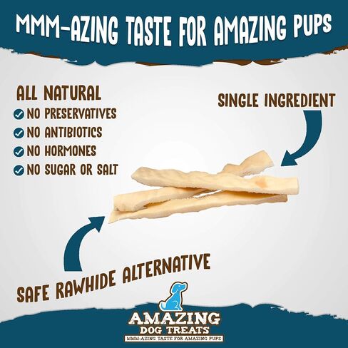 Amazing Dog Treats - Beef Cheek Strips Premium Dog Chew (10 Inch - 10 Pack) - NO Odor - Thick Cut - Rawhide Alternative - Beef Cheek Slice Chip Sticks - No Dyes, Chemicals, or Preservatives in Saudi Arabia