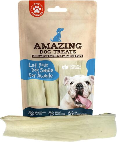 Amazing Dog Treats - Beef Cheek Strips Premium Dog Chew (10 Inch - 10 Pack) - NO Odor - Thick Cut - Rawhide Alternative - Beef Cheek Slice Chip Sticks - No Dyes, Chemicals, or Preservatives in Saudi Arabia