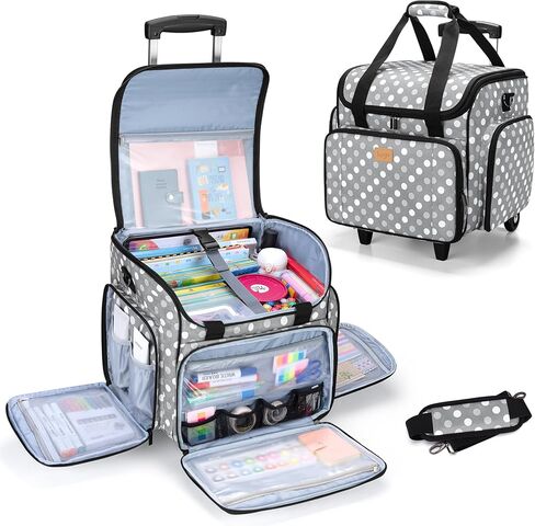 LUXJA Rolling Teacher Bag with Multiple Pockets and Bottom Support Pad, Multifunctional Teacher Tote Bag with Detachable Dolly (Patent Design), Purple in Saudi Arabia