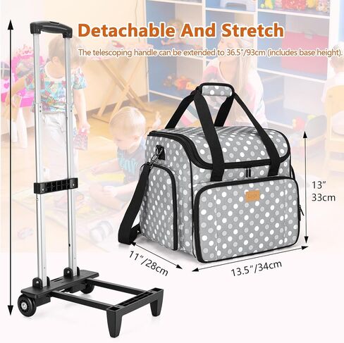 LUXJA Rolling Teacher Bag with Multiple Pockets and Bottom Support Pad, Multifunctional Teacher Tote Bag with Detachable Dolly (Patent Design), Purple in Saudi Arabia