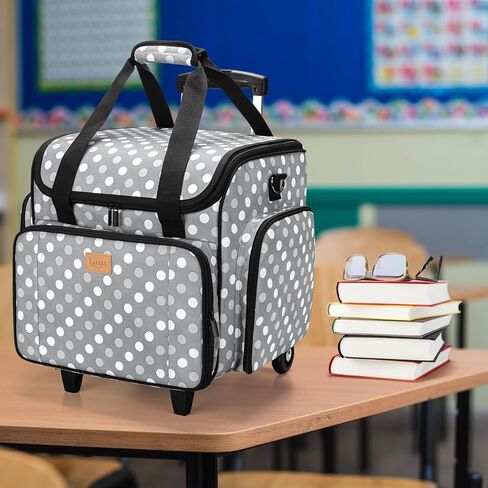 LUXJA Rolling Teacher Bag with Multiple Pockets and Bottom Support Pad, Multifunctional Teacher Tote Bag with Detachable Dolly (Patent Design), Purple in Saudi Arabia