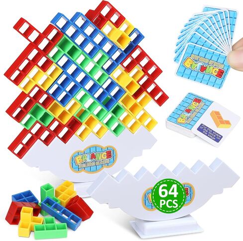 Rachan 64Pcs Puzzle Teasers Toy, Tetra Balance Tower Stacking Games,Fun Balance Game,Educational Gift for Kids(There are 2 Bases= 2 Sets of 32Pcs) in Saudi Arabia
